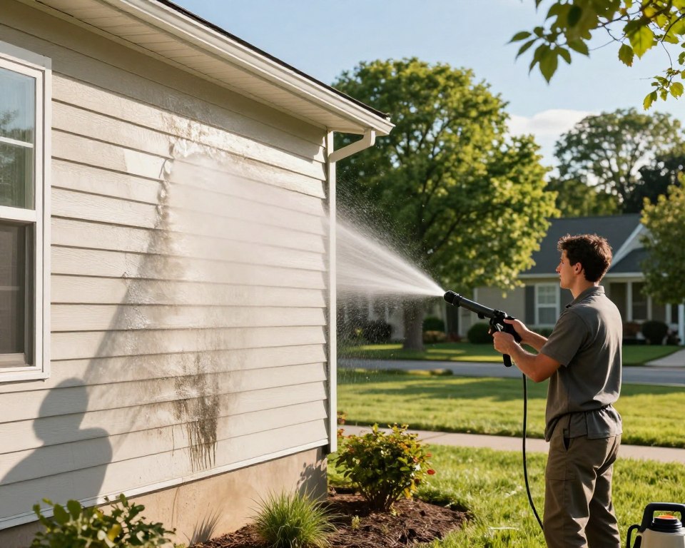 Removing Tough Stains by Pressure Washing Siding In Upper Arlington
